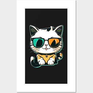 Cat wearing sunglasses cool Posters and Art